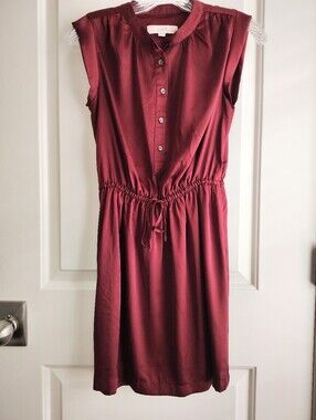 LOFT Burgundy Button-Front Sleeveless Mini Dress Size PXS
